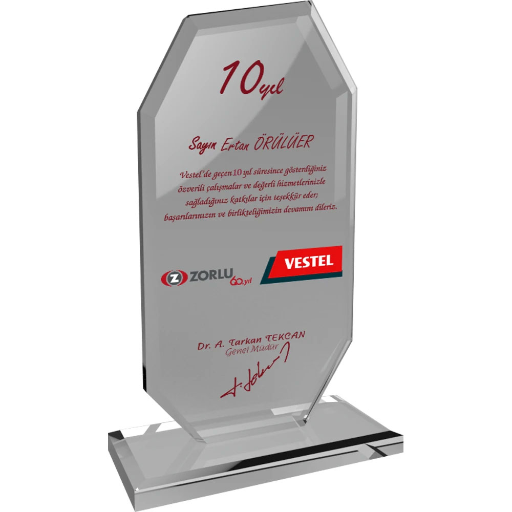 EKT-102-ŞF Kristal Plaket I Kumluca Antalya Promosyon